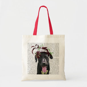 Tote Bag Labrador noir avec Fascinator vert