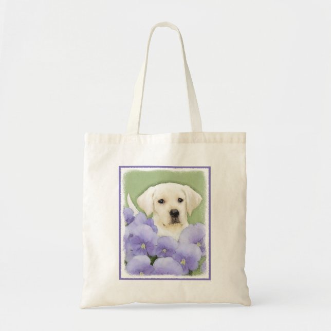 Tote Bag Labrador Retriever Puppy Painting Original Chien A (Devant)