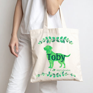 Tote Bag Labrador Vert Pastel Contemporain Cadeau Personn