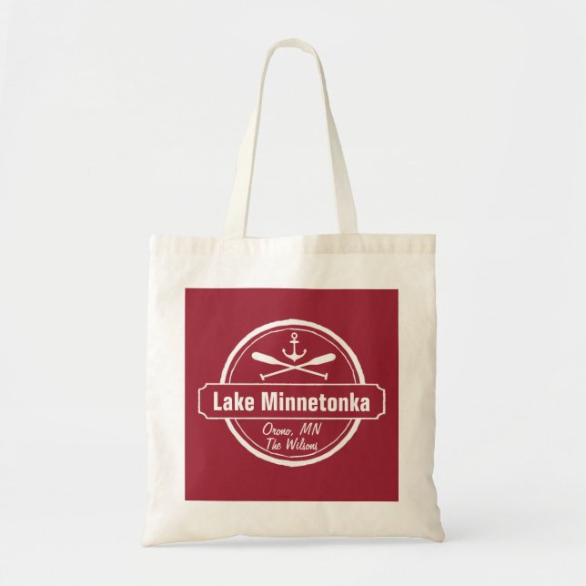 Tote Bag Lac Minnetonka Minnesota ville d'ancrage et nom (Devant)