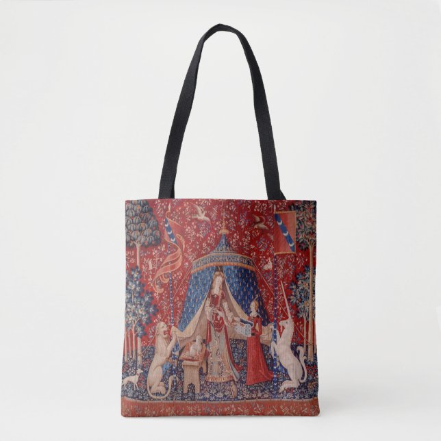Tote Bag Lady and Unicorn Medieval Tapestry Desire (Devant)