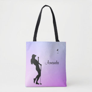 Tote Bag Lady Golfer Purple Personnel