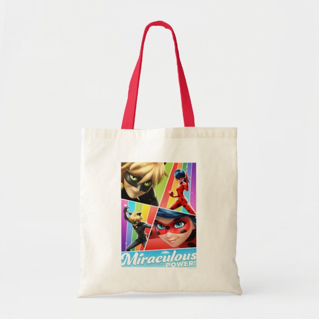 Tote Bag Ladybug & Cat Noir | Puissance Miraculeuse ! (Devant)