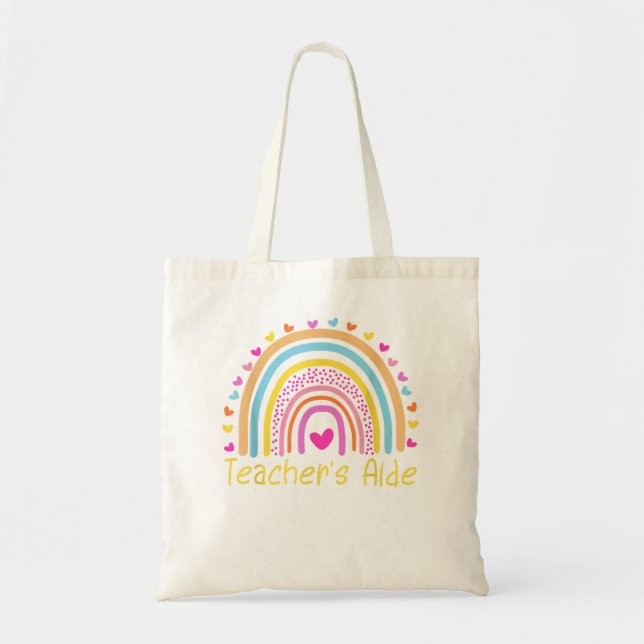 Tote Bag L'aide de l'enseignant en arc-en-ciel (Devant)