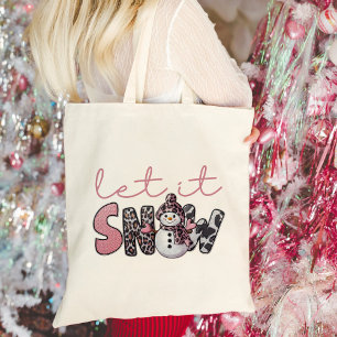 Tote Bag Laisser neiger   Noël des motoneiges roses mignons