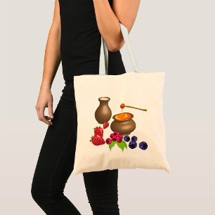 Tote Bag Lait et miel avec baies Alimentation rustique