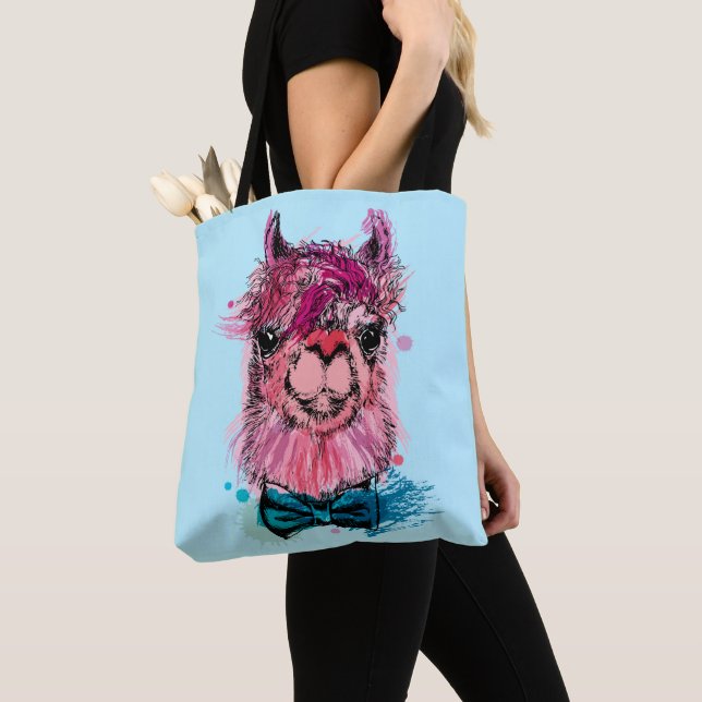 Tote Bag Lama rose mignon (De près)
