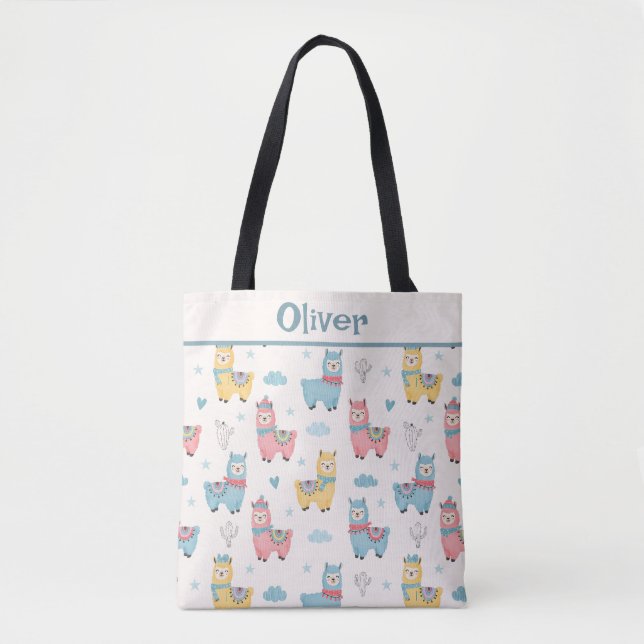Tote Bag Lamas aux couleurs mignonnes avec Écharpes (Devant)
