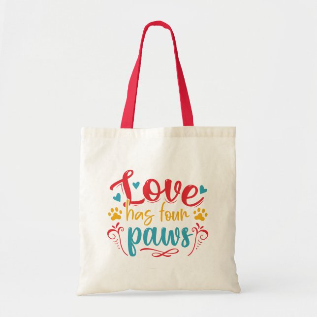Tote Bag L'amour a quatre pattes de chien (Devant)