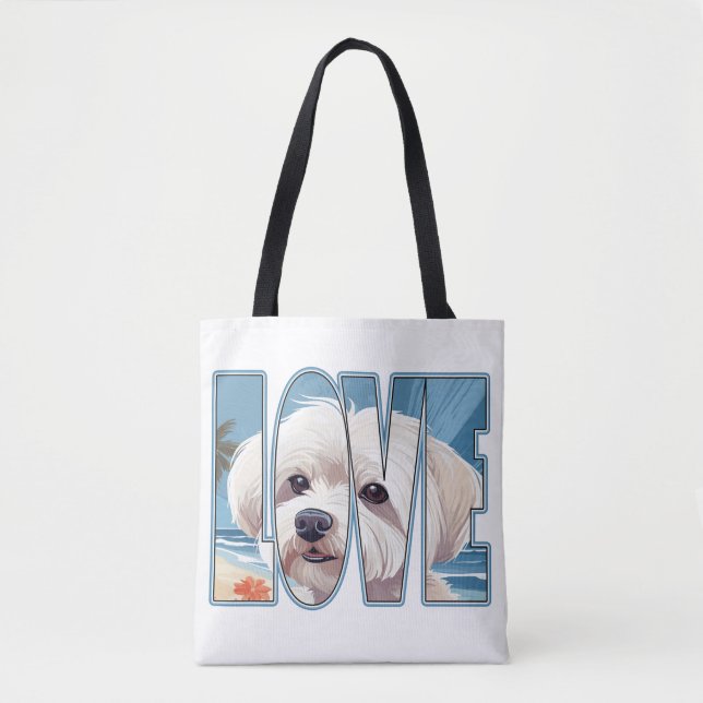 Tote Bag L'amour du chien maltais (Devant)