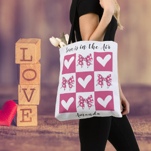 Tote Bag L'amour est dans l'air Block Heart Bow Style