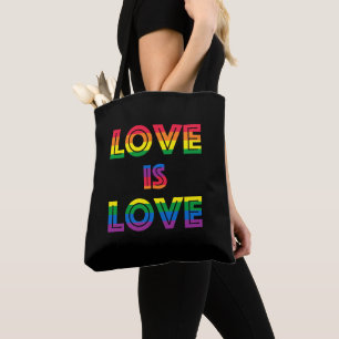Tote Bag L'amour est l'amour Rétro Fierté Gay LGBT Noir