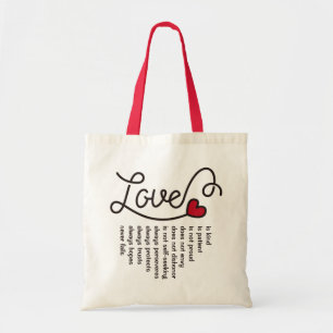 Tote Bag L'amour est vers rouge de coeur de typographie