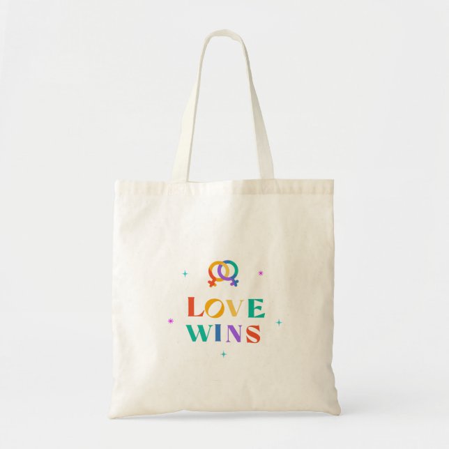 Tote Bag L'amour gagne Rainbow (Devant)