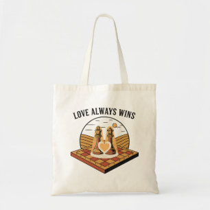 Tote Bag L'amour gagne toujours : Roi et Reine d'échecs vin