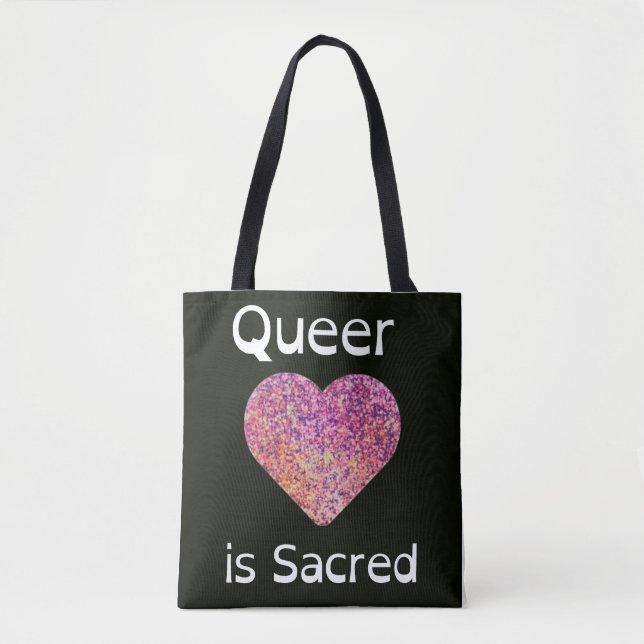 Tote Bag L'amour gay rose et noir est sacré (Devant)