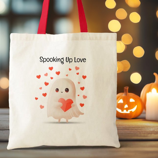 Tote Bag L'Amour Mignonne Fantôme Halloween (Spooking Up Love Cute Ghost Halloween Tote Bag)