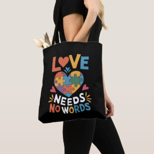 Tote Bag L'amour n'a pas besoin de mots Sensibilisation à l