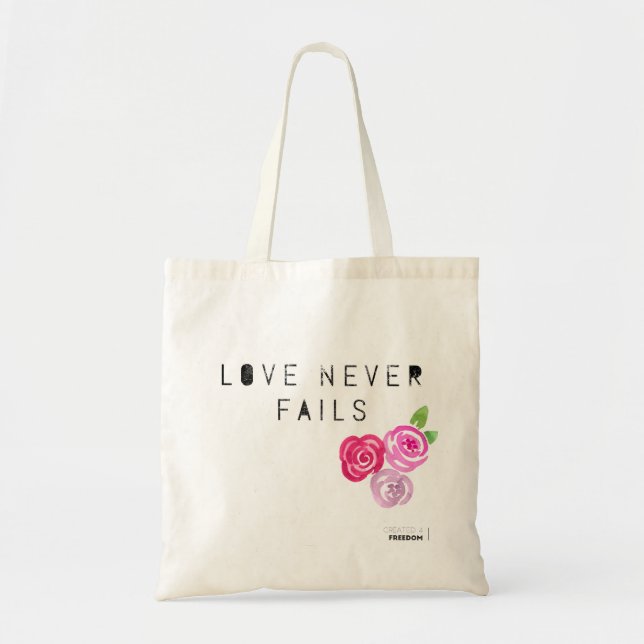 Tote Bag L'amour n'échoue jamais, roses (Devant)