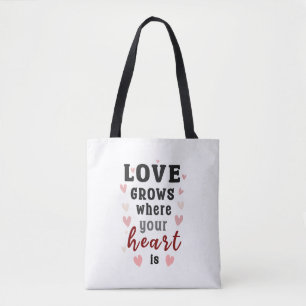 Tote Bag L'Amour Vintage Romantique Grandit Là Où Votre Coe