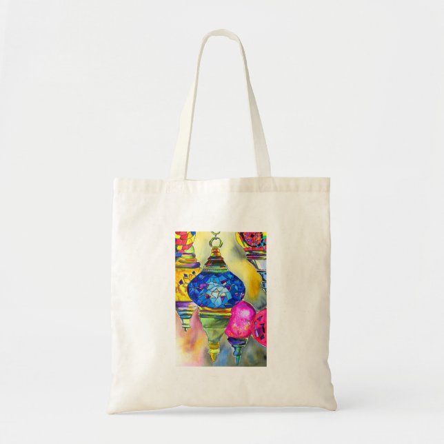 Tote Bag Lampes turques mosaïque aquarelle art (Devant)