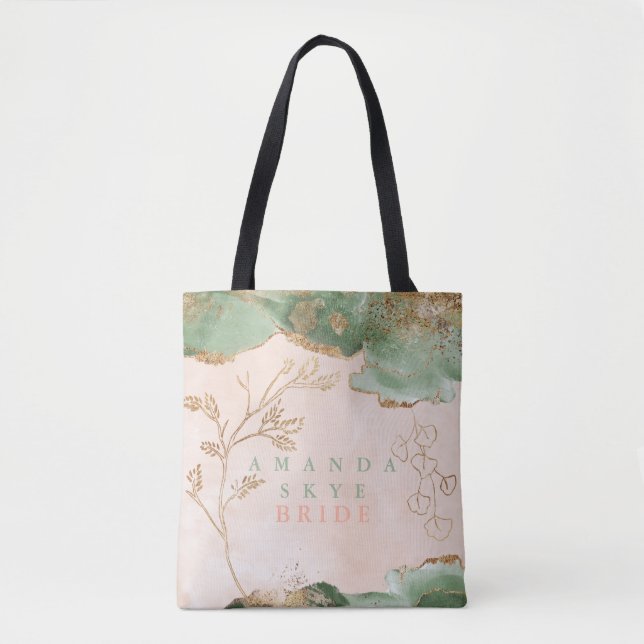 Tote Bag Lancement de mariage abstrait moderne de mousse d' (Devant)