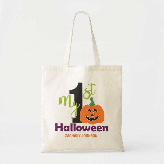 Tote Bag Lanterne de Jack orange personnalisé Première Hall (Devant)