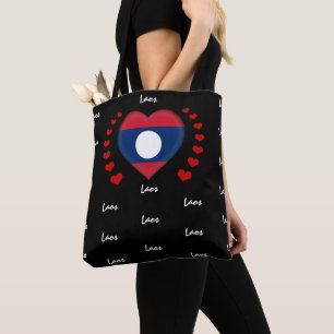 Tote Bag Laos Drapeau et Coeur, Laos Drapeau mode / sport