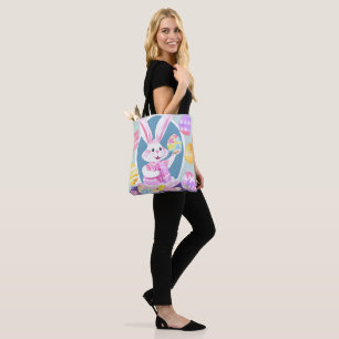 Tote Bag lapin avec oeufs de pâques