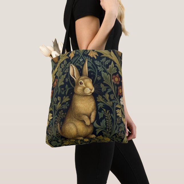 Tote Bag Lapin dans la forêt style Art nouveau (De près)