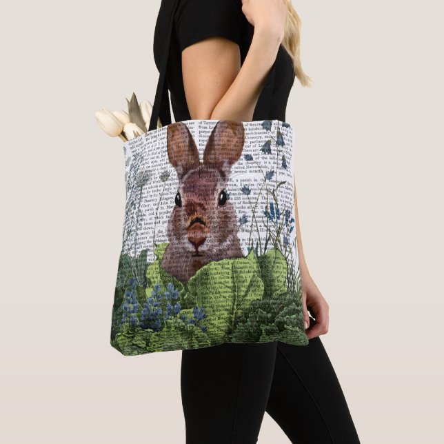 Tote Bag Lapin dans une patte de chou (De près)