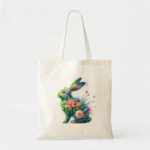Tote Bag Lapin de lapin de puissance de fleurs