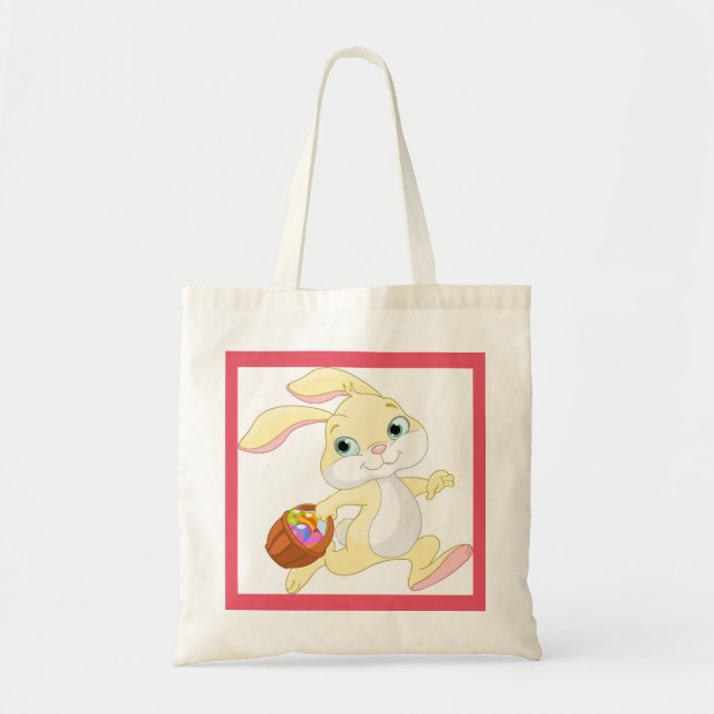 Tote Bag Lapin De Pâques Avec Panier (Devant)