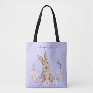 Tote Bag Lapin de Pâques dans un jardin fleuri avec Oeuf de