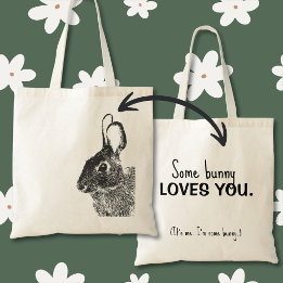 Tote Bag Lapin de Pâques Noir Simple