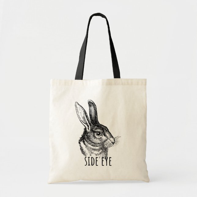 Tote Bag Lapin drôle regard en coin (Devant)
