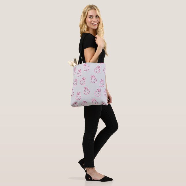 Tote Bag Lapin D'Une Humeur Étrange - Couleur Rose (Sur le modèle)