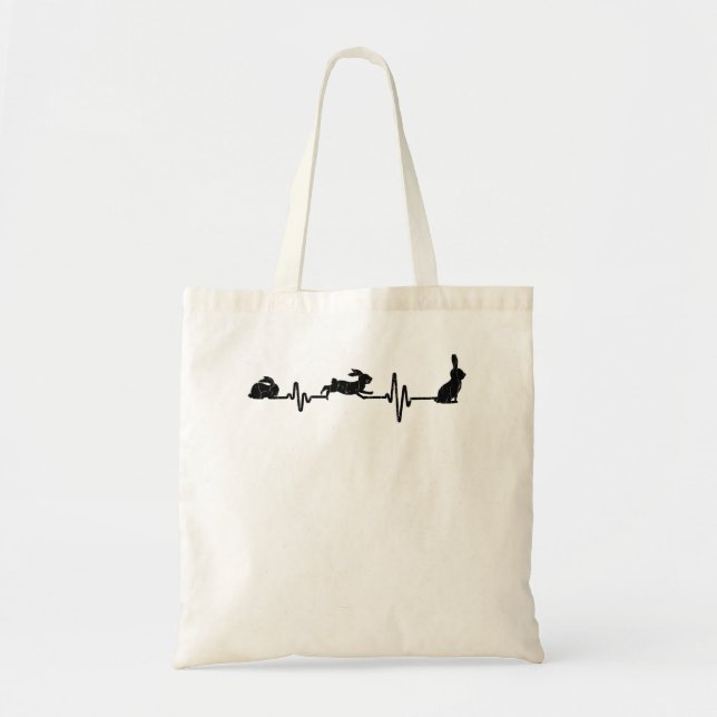 Tote Bag Lapin Heartbeat Funny Graphic Bunny Premium (Devant)