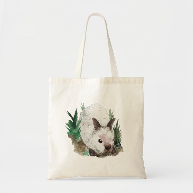 Tote Bag Lapin mignon de région boisée de lapin d'aquarelle (Devant)