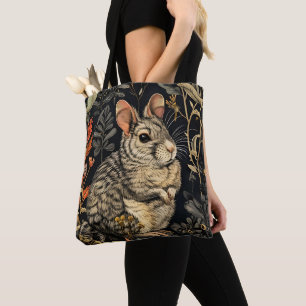 Tote Bag Lapin Motif Vintage Forêt Floral Jardin