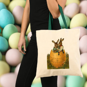 Tote Bag Lapins dans un œuf d'or, Pâques victorienne vintag