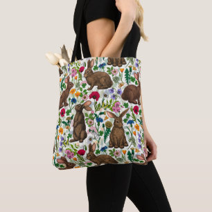 Tote Bag Lapins et fleur sauvage
