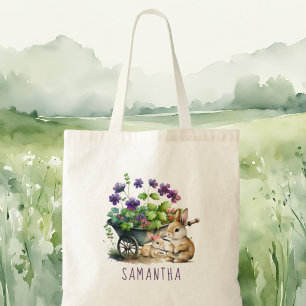 Tote Bag Lapins Personnalisés Fille Pâques Mignons
