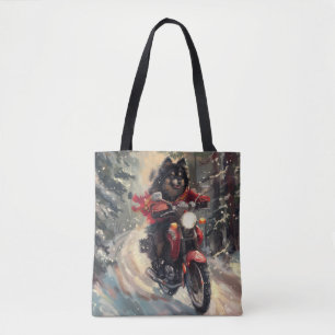 Tote Bag Lapphund Finlandais Chien à cheval Moto Noël
