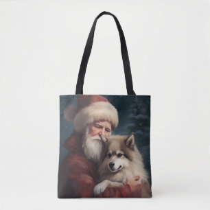 Tote Bag Lapphund finlandais Noël festif du Père Noël