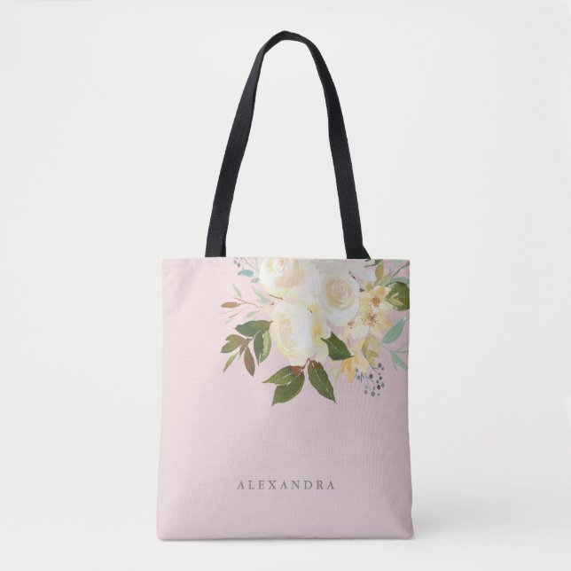 Tote Bag L'aquarelle ene ivoire florale rougissent dessus (Devant)