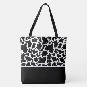 Tote Bag-Large Black & White Cow Spotted Print Bag