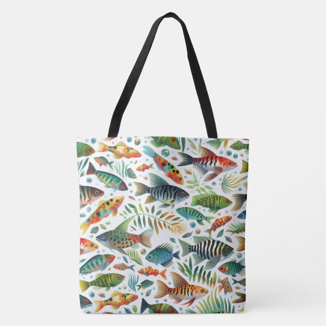 Tote Bag L'art coloré du poisson sous-marin (Devant)