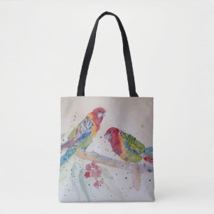Tote Bag L'art de l'aquarelle Red Rosella Parrot