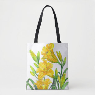 Tote Bag L'art floral de la Journée Jaune de l'aquarelle